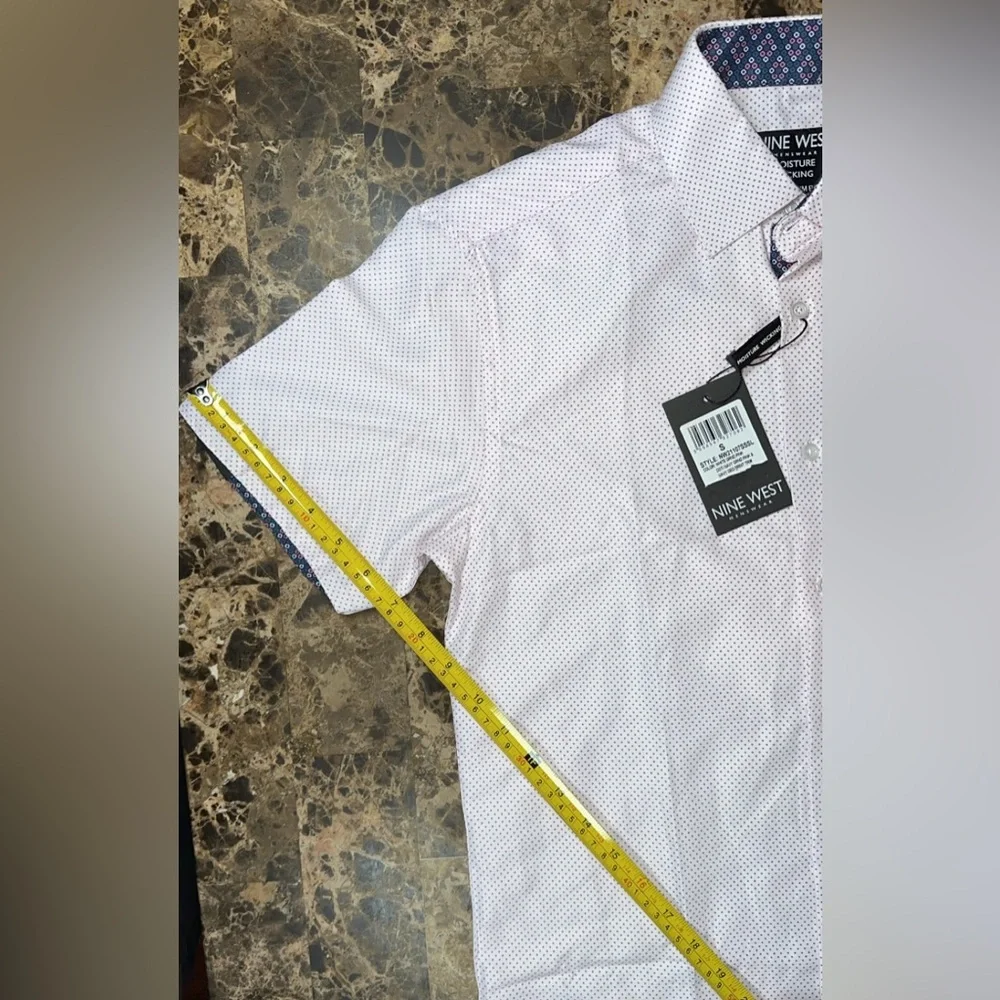 Nine West Mens Wear Dress Shirt Button Slim Fit Wrinkle Free Moisture Wicking - Picture 9 of 17